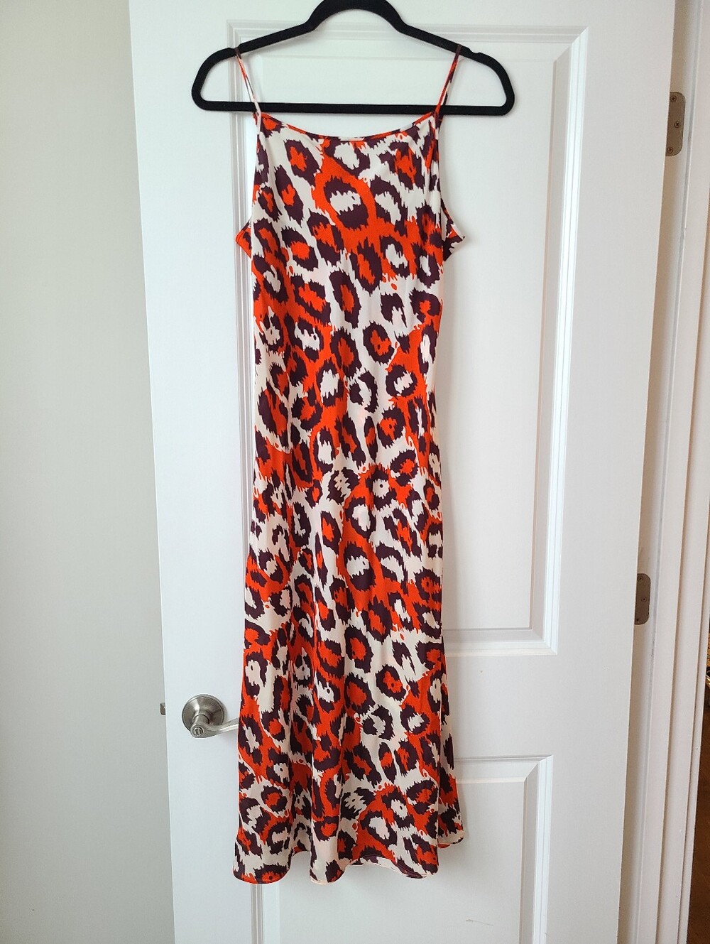 Diane Von Furstenberg Lea Silk Slip Dress In Spicy Orange Leopard Print